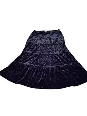 Susan Lawrence Black Velvet Tiered Maxi Skirt Ladies Plus Size 2X Witchy Hippie